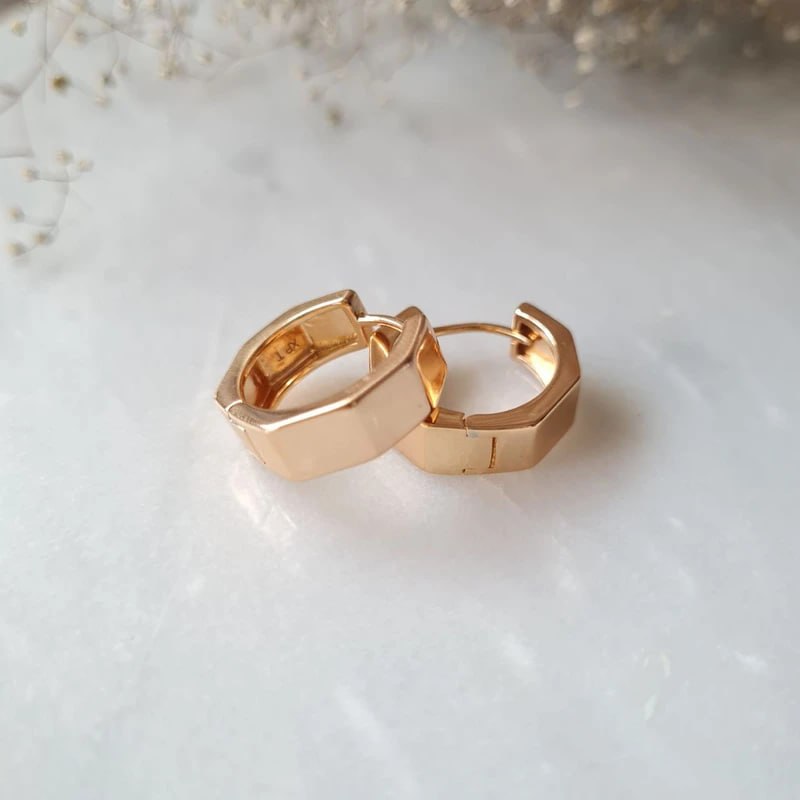گوشواره زنانه ژوپینگ مدل حلقه ای ۶ ضلعی — تصویر ۴