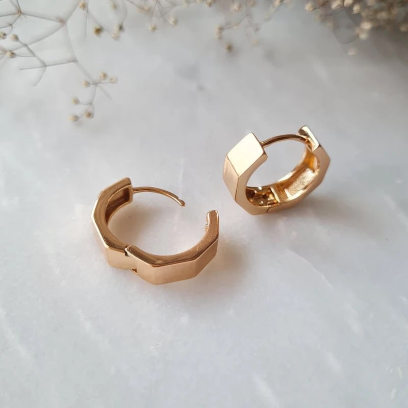 گوشواره زنانه ژوپینگ مدل حلقه ای ۶ ضلعی — تصویر ۵