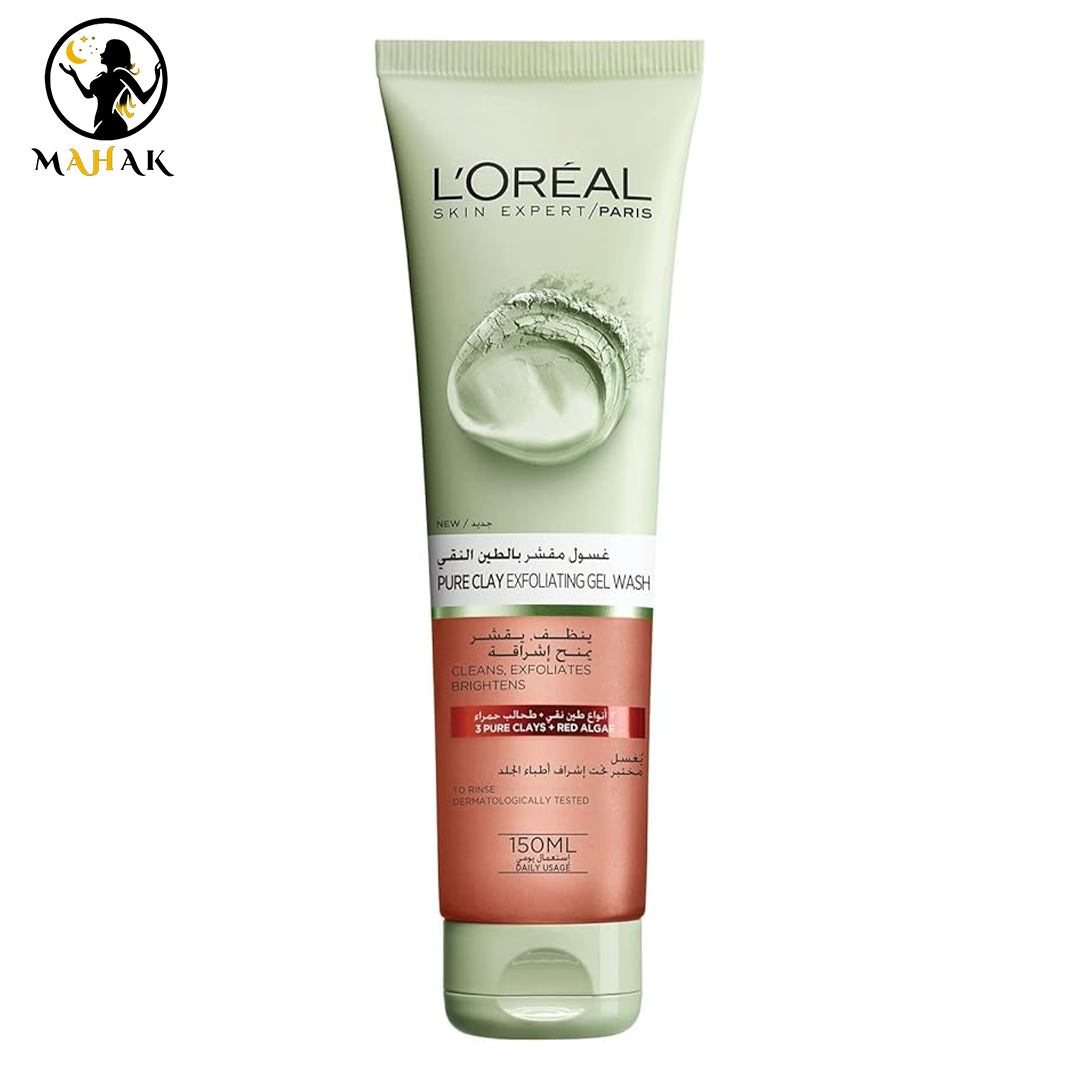 ژل شستشوی خاک رس لورال با جلبک قرمز pure clay exfoliating gel wash