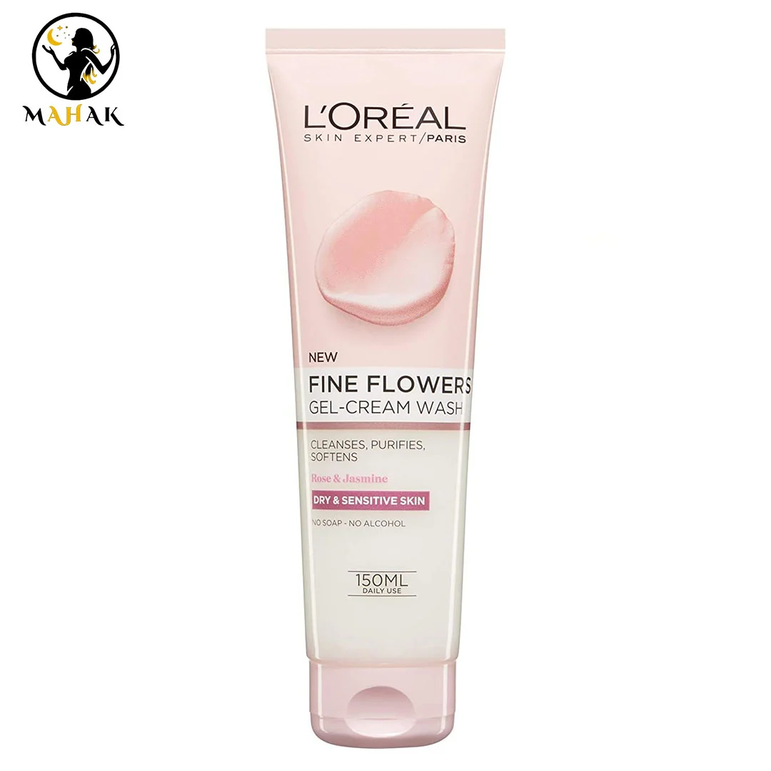 ژل شستشوی فاین فلاورز صورتی لورال Loreal پوست خشک و حساس