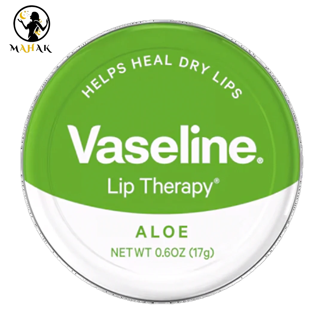 بالم لب سبز کاسه ای فلزی وازلین vaseline مدل آلوئه ورا aloe vera — تصویر ۲