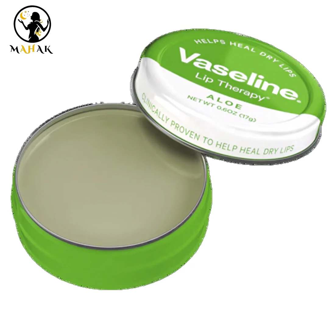بالم لب سبز کاسه ای فلزی وازلین vaseline مدل آلوئه ورا aloe vera — تصویر ۳