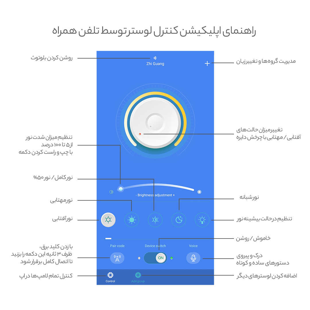 لوستر مدرن لاینر طرح جزیره کریستالی — تصویر ۴