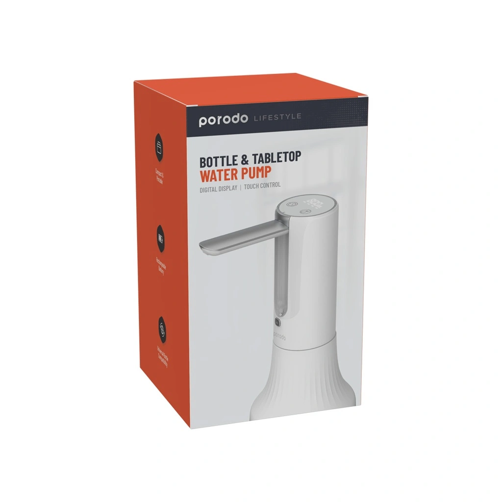 پمپ آب شارژی با صفحه‌ نمایش لمسی پرودو مدل Bottle & Tabletop Water Pump — تصویر ۴