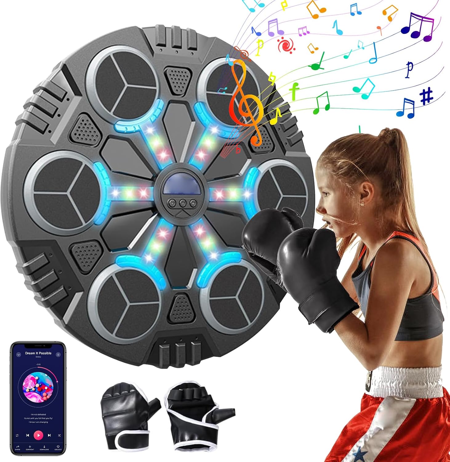 کیسه بوکس الکتریکی بلوتوثی برقی شش مشت و دستکش
