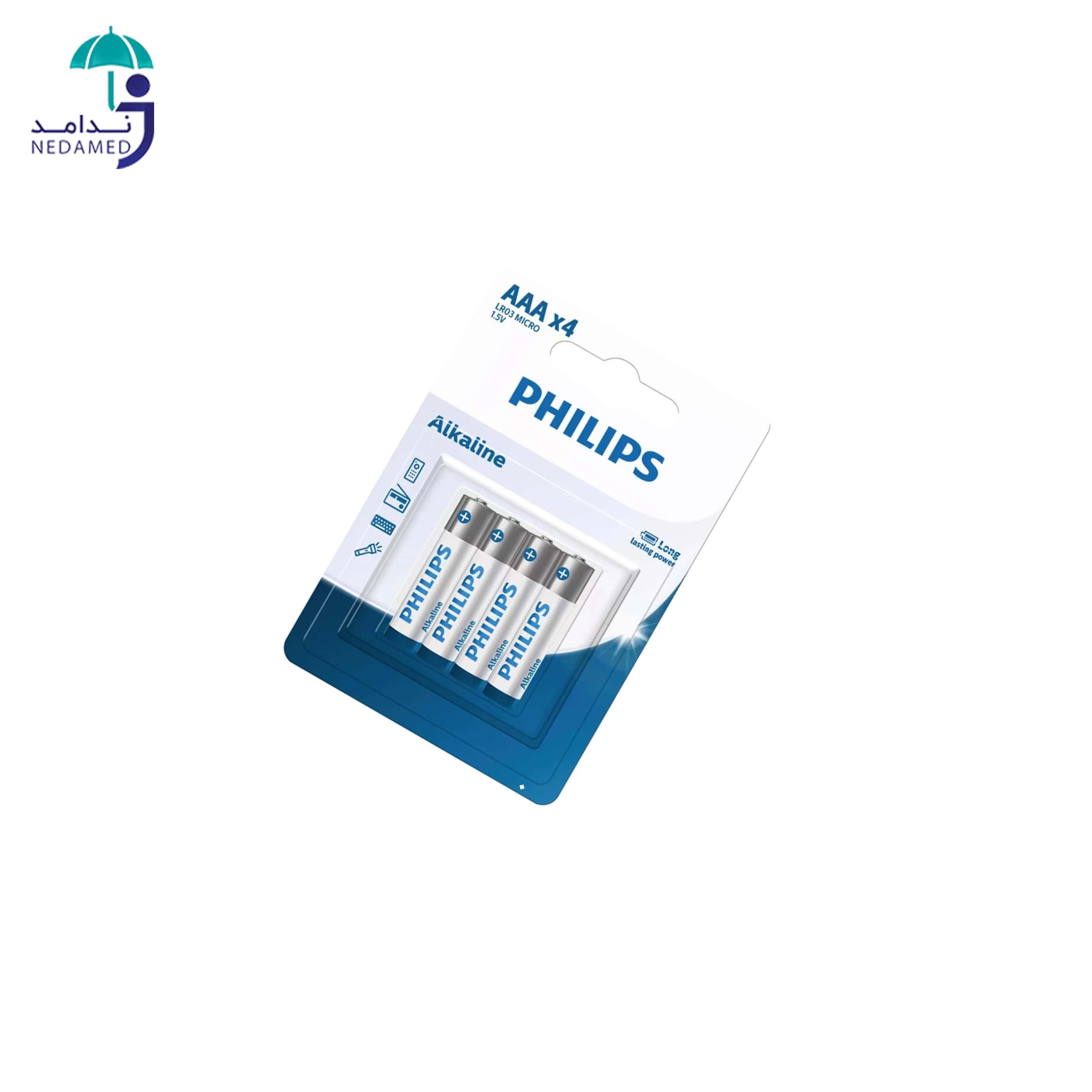 باتری نیم قلم فیلیپس مدل اینتری آلکالاین LR03A4B/40 – کارت 4 عددی