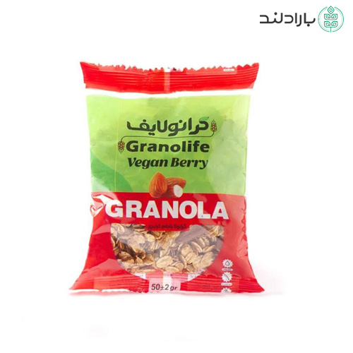 گرانولا وگان بری | حاوی کرنبری و توت فرنگی و بادام درختی | بدون گلوتن — تصویر ۴