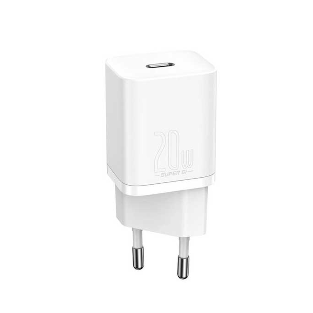 شارژر دیواری سوپر سی 20 وات بیسوس مدل BASEUS SUPER SI QUICK CHARGER 1C 20W EU رنگ سفید — تصویر ۴