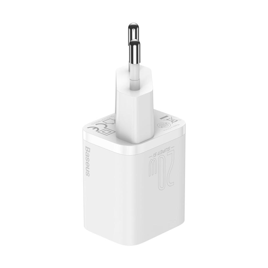شارژر دیواری سوپر سی 20 وات بیسوس مدل BASEUS SUPER SI QUICK CHARGER 1C 20W EU رنگ سفید — تصویر ۵