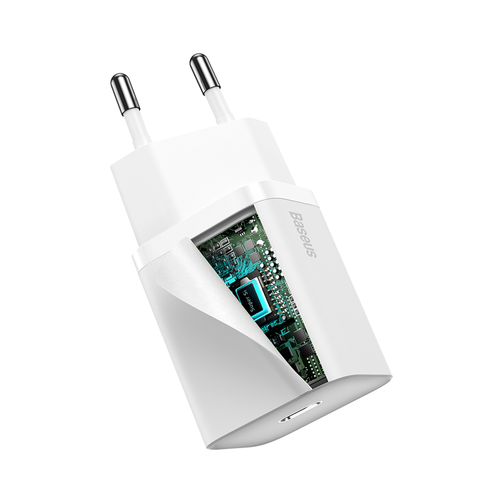 شارژر دیواری سوپر سی 20 وات بیسوس مدل BASEUS SUPER SI QUICK CHARGER 1C 20W EU رنگ سفید — تصویر ۷
