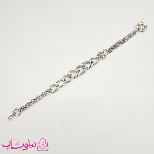 دستبند دخترانه ژوپینگ با طرح گل نقره ای کد 2891 — تصویر ۳