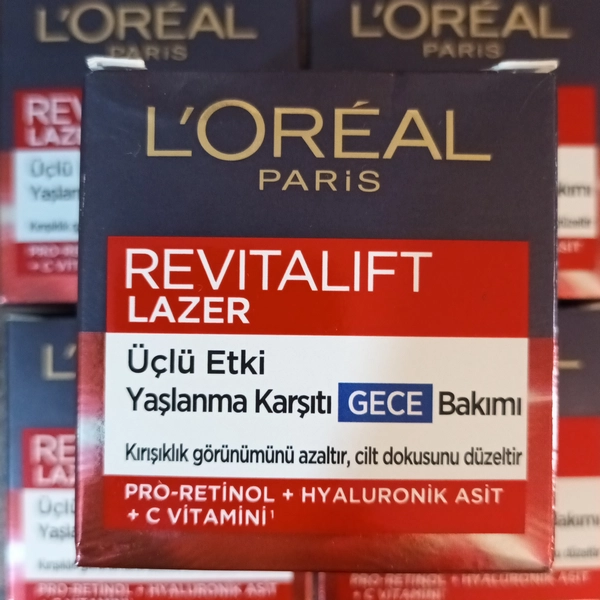 کرم ضد چروک شب و سفت کننده پوست لورال سری REVITALIFT LAZER بسته بندی جدید