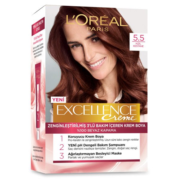 کیت رنگ موی لورآل سری Excellence شماره 5.5 رنگ بلوطی