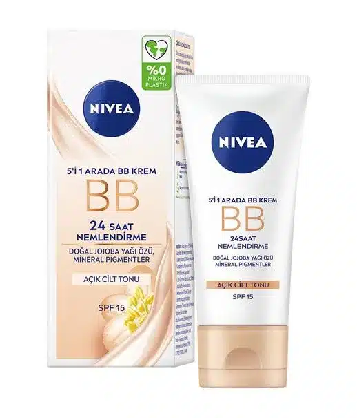 BB کرم مرطوب کننده رنگی نیوآ SPF 15 رنگ روشن حجم 50 میلی لیتر