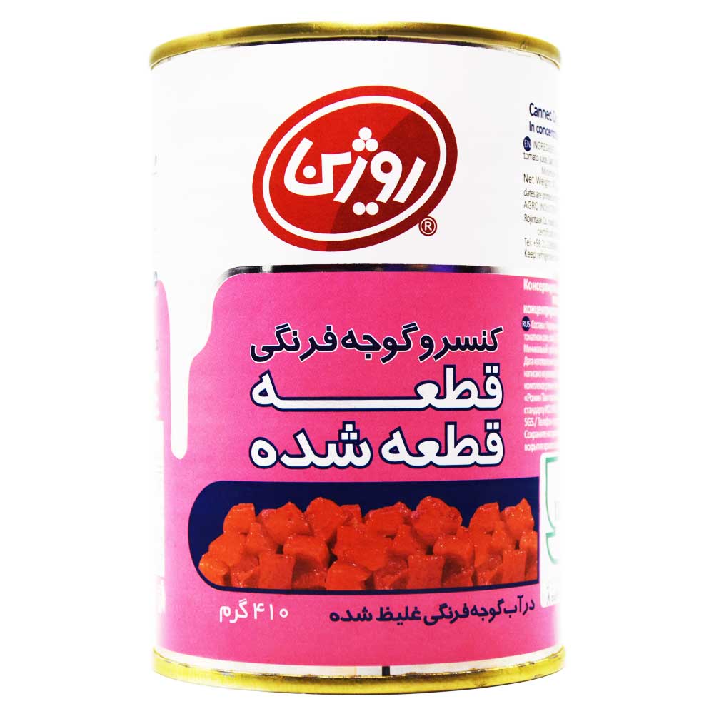 کنسرو گوجه قطعه قطعه شده روژین ROJIN وزن 410 گرم