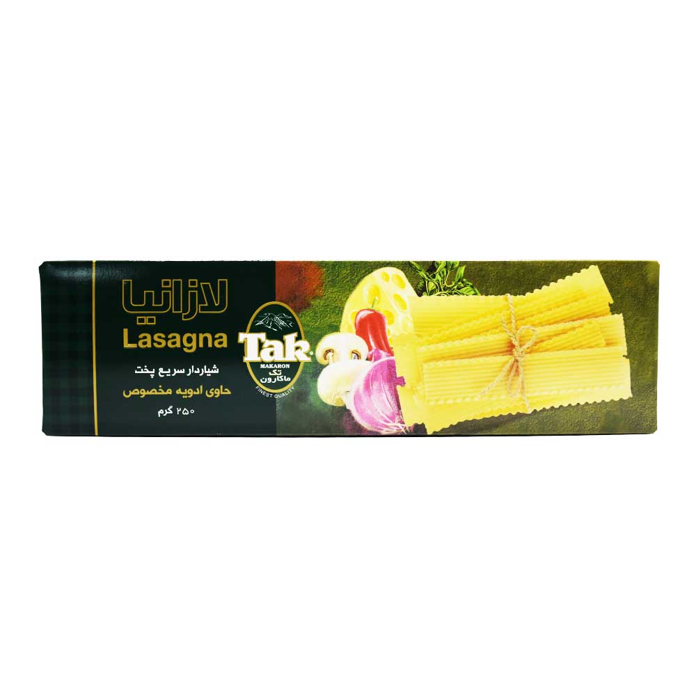 لازانیا شیاردار سریع پخت تک ماکارون TAK MAKARON وزن 250 گرم