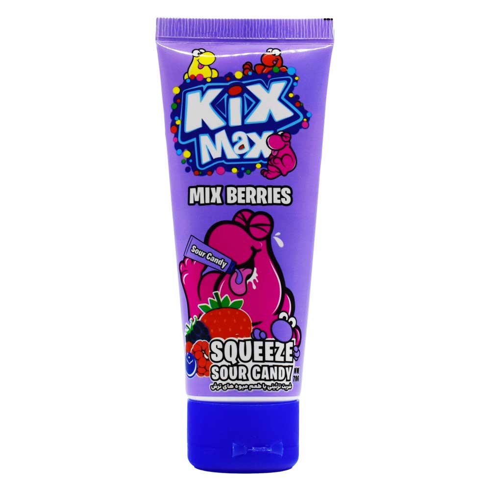 ژله ترش تیوپی کیکس مکس KIX MAX با طعم میکس توت وزن 70 گرم