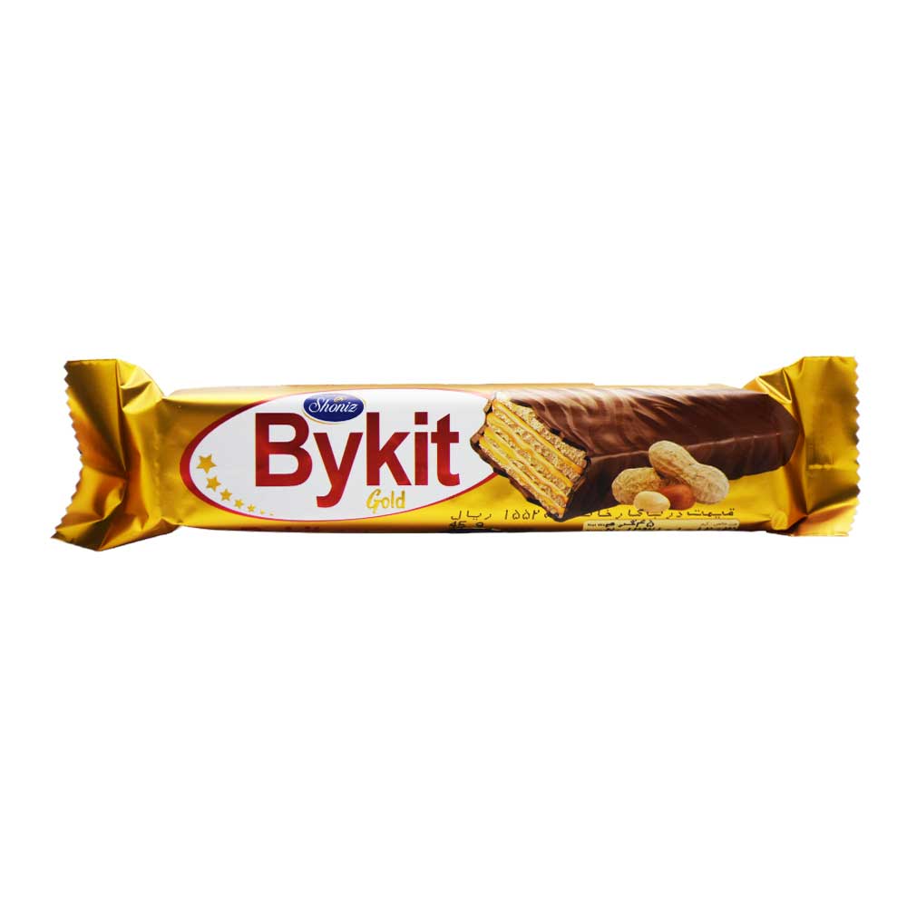 ویفر با روکش شکلات و کرم بادام زمینی بایکیت BYKIT وزن 45 گرم