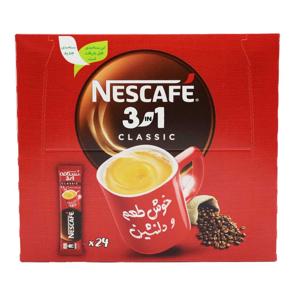 کافی میکس نسکافه NESCAFE مدل 3*1 کلاسیک بسته 24 عددی