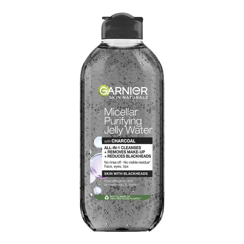 میسلار واتر ژلی صورت گارنیه Garnier مدل Micellar Cleansing Jelly Water All in 1 Purifying حاوی پودر زغال 400ml