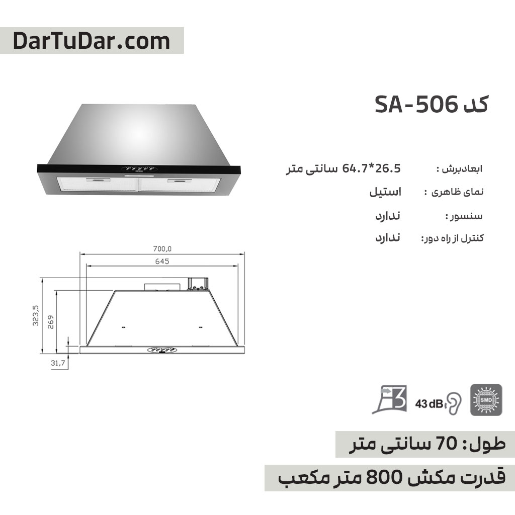 هود استیل البرز مدل SA506 — تصویر ۵