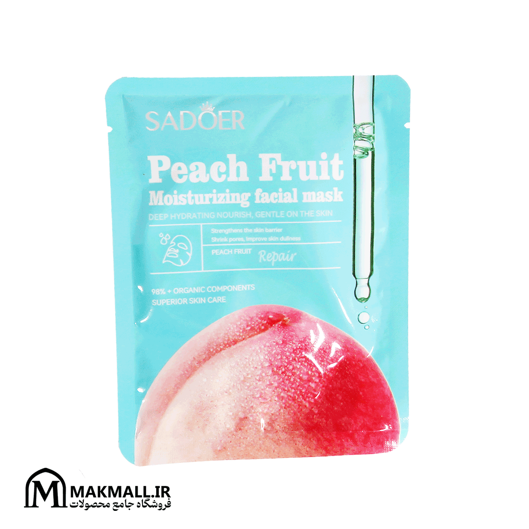 ماسک ورقهای مرطوبکننده و ترمیمکننده عصاره هلو سادور | Sadoer Peach Fruit Moisturizing Facial Mask
