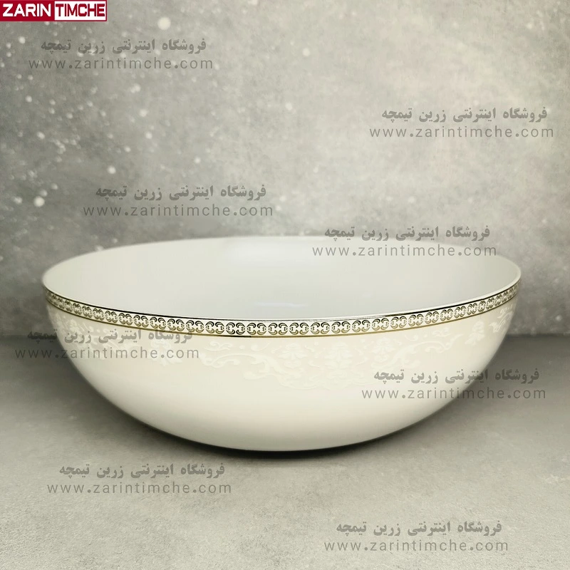 کاسه سالادخوری چینی زرین مدل ریوا طلایی