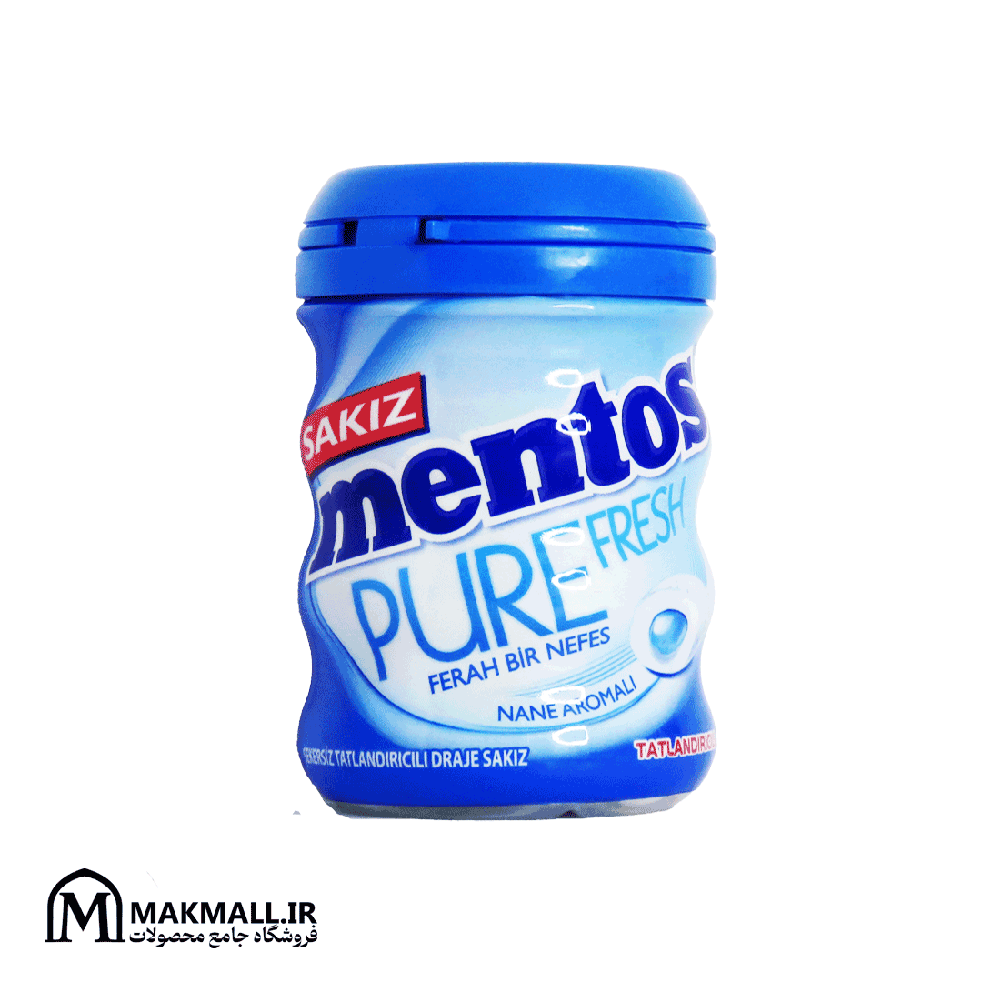 آدامس منتوس پیور فرش نعنا ۶۰ گرمی | Mentos Pure Fresh Mint Gum 60g — تصویر ۲