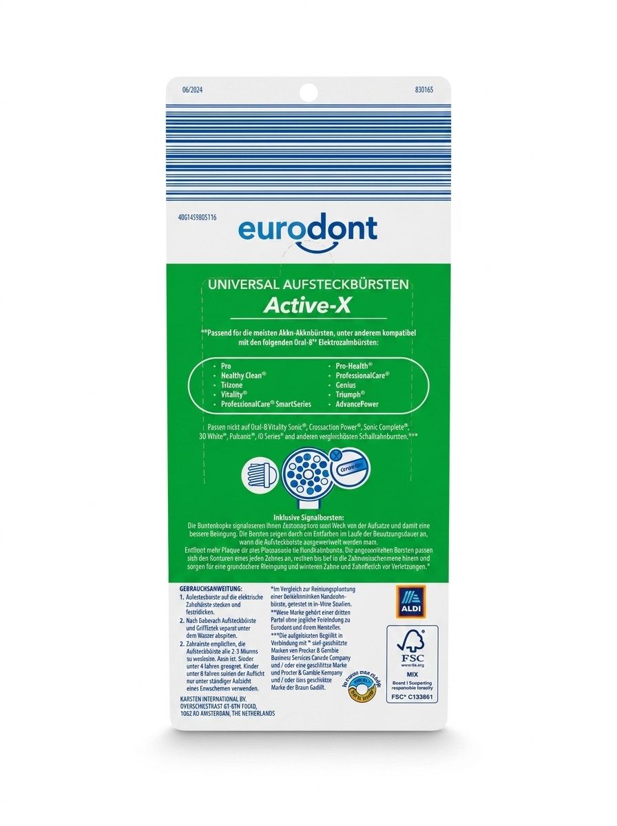 سری یدک مسواک برقی اورال بی Active-X مدل Eurodont (پک ۴ عددی) — تصویر ۳