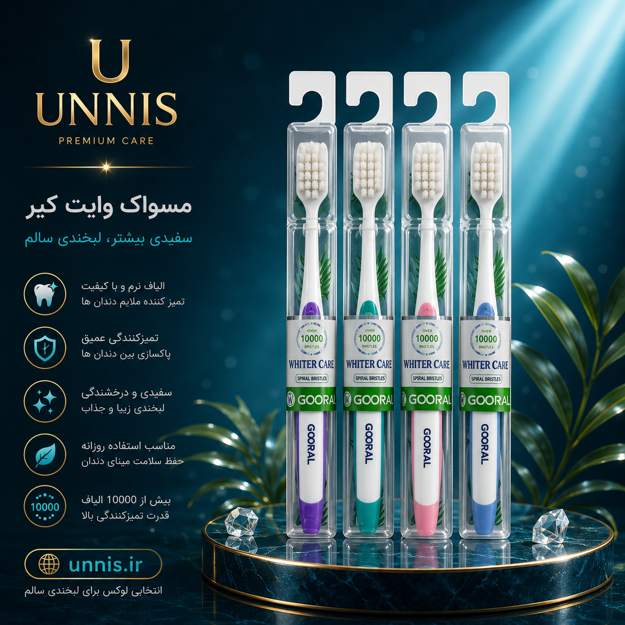 مسواک ۱۰ هزار الیافه گورال GOORAL فوق نرم (Ultra Soft) — تصویر ۲
