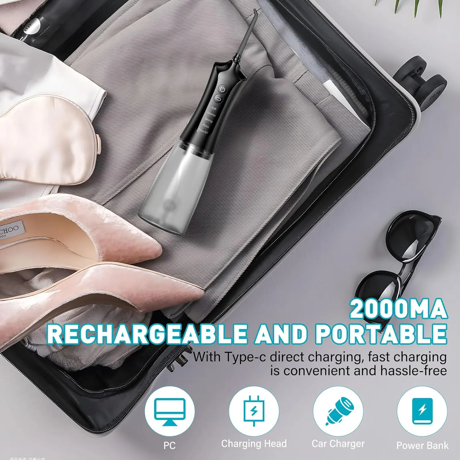 واتر فلاسر دوربین دار قابل حمل 1080P با 4 نازل و مخزن 350ml — تصویر ۷