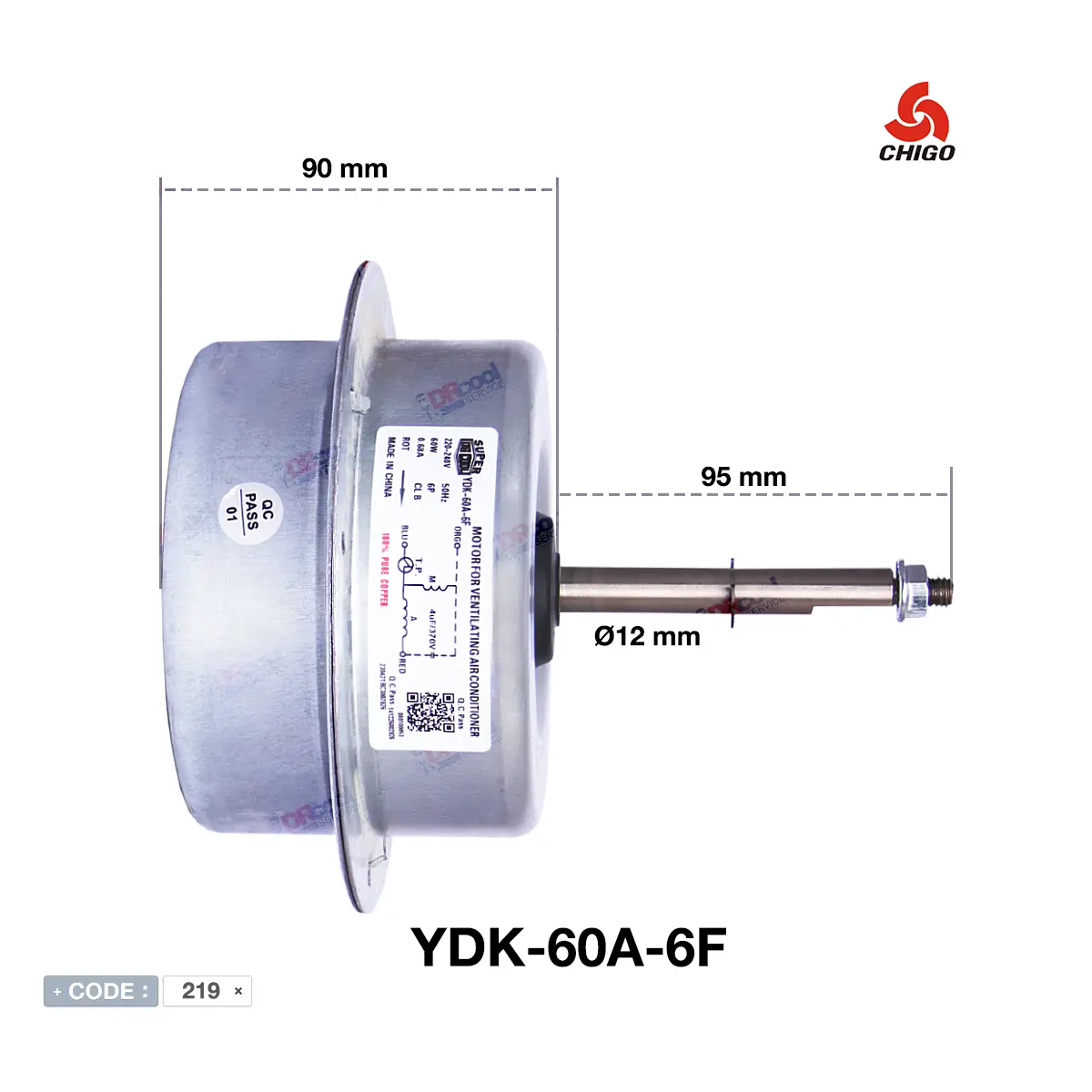 موتور فن کولر جنرال لبخندی 24 هزار YDK-60-6F برند OG COOL