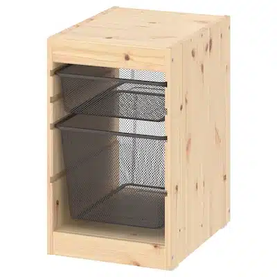 شلف همراه با باکس توری ایکیا TROFAST، خاکستری تیره، 32x44x52 سانتی‌متر