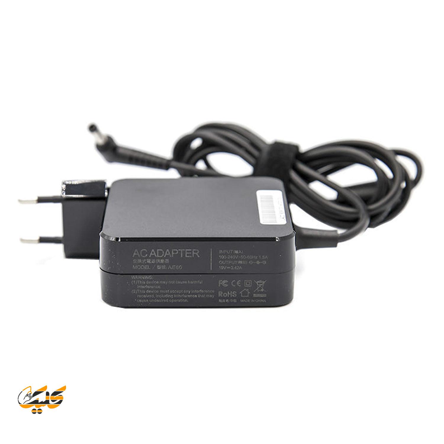 شارژر لپ تاپ مربعی ASUS 65W 19V 3.42A فیش نرمال 5.5x2.5