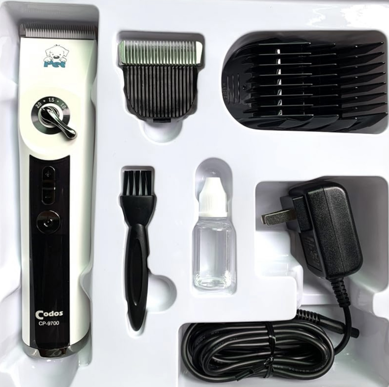 ماشین اصلاح حیوانات کودوس مدل cp-9700 به همراه تیغه یدک 3.2 میلی متر(گارانتی 18 ماهه باربد پت گستر) کد89 — تصویر ۴