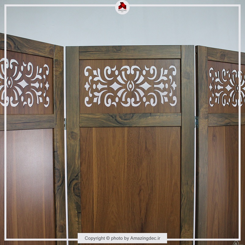 پارتیشن متحرک | طرح اسلیمی |مدل چهار پل | یکرو | رنگ گردویی — تصویر ۶