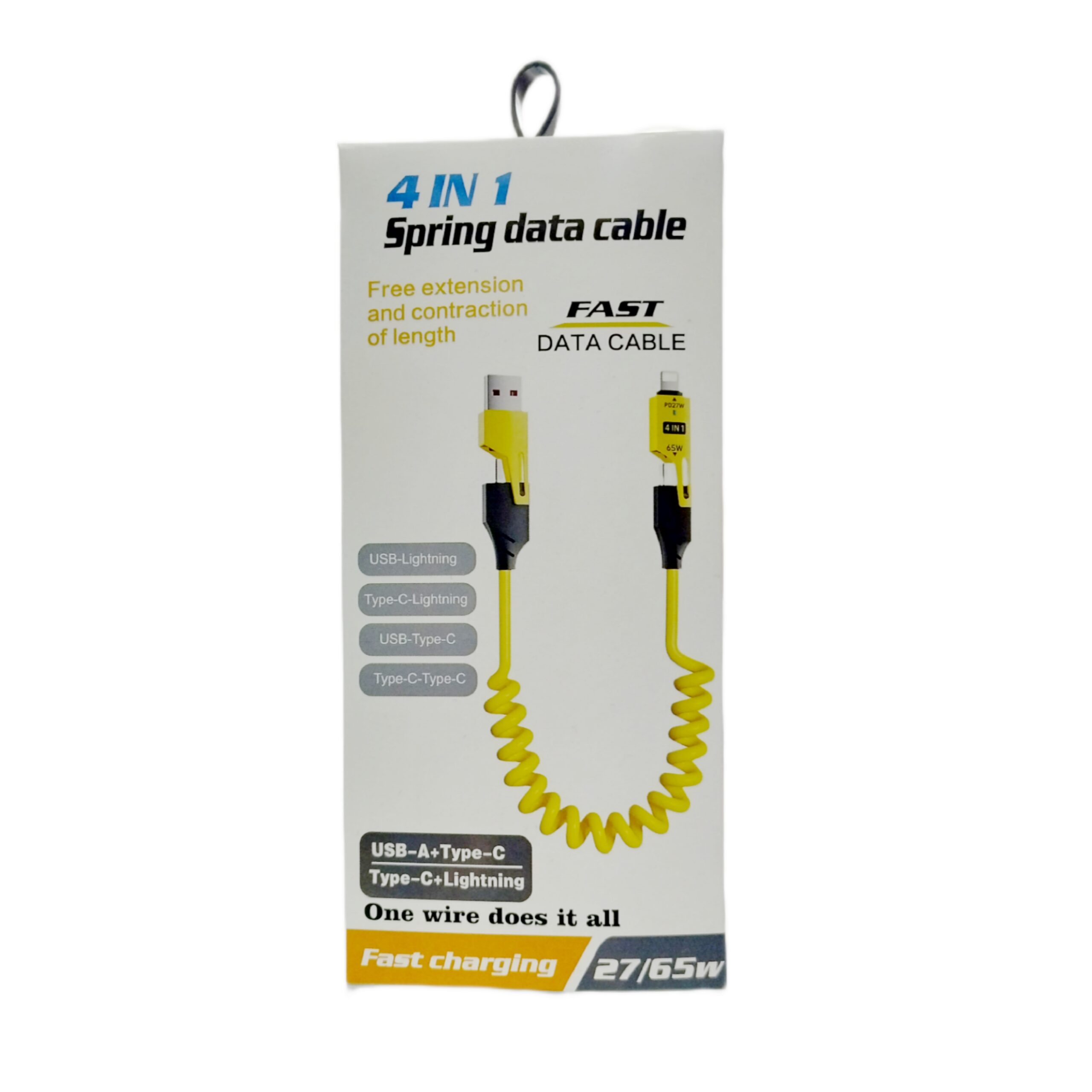 کابل فست شارژ چند کاره مدل SPRING DATA CABLE 4-IN-1