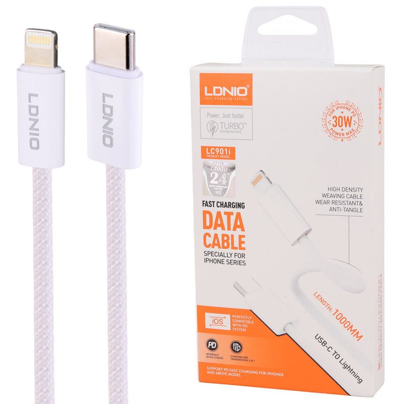 کابل شارژ تایپ سی به لایتنینگ LDNIO LC901i فست شارژ آیفون