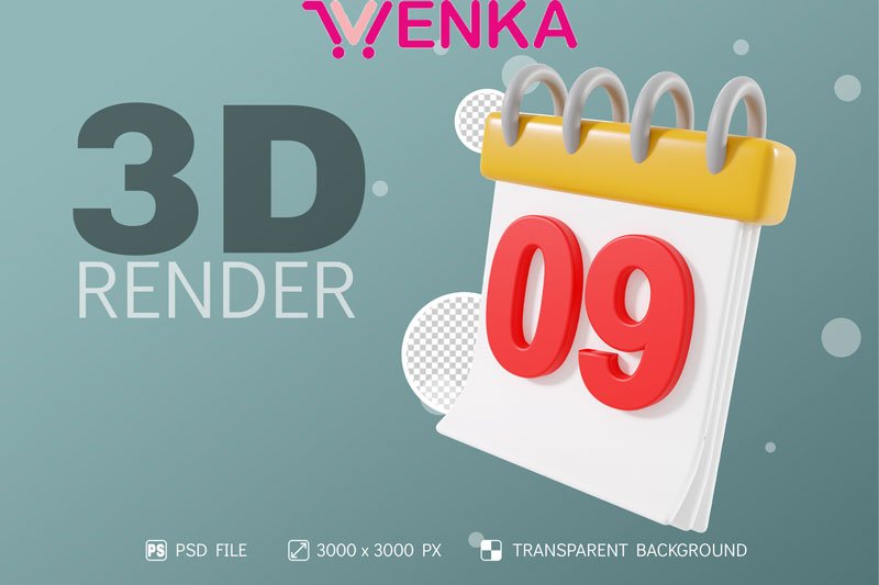 فایل لایه باز تقویم 3d کد143 — تصویر ۲