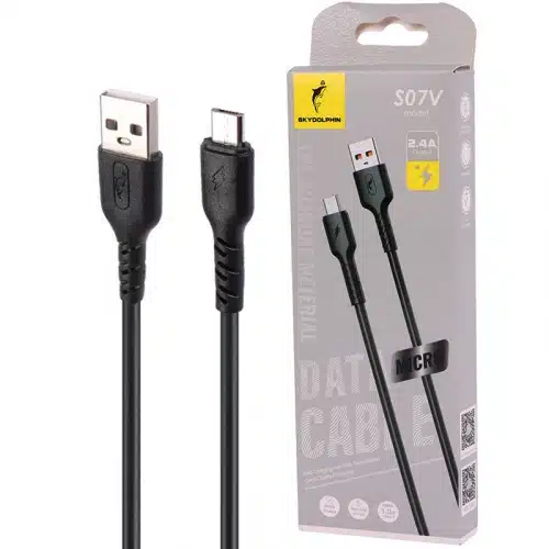 کابل میکرو یو اس بی فست شارژ 2.4 آمپر اسکای دلفین S07V طول 1 متر