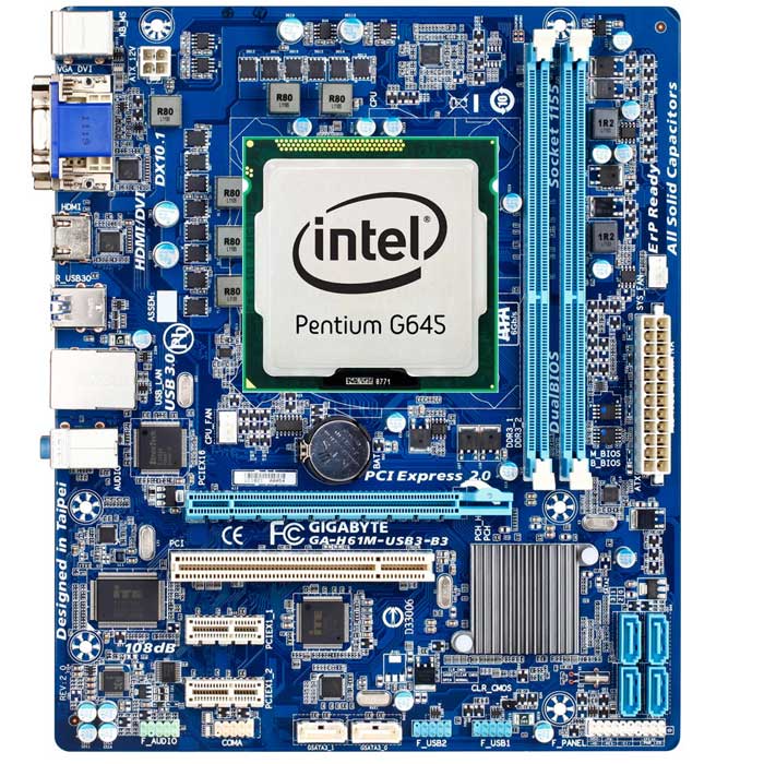 باندل کارکرده Gigabyte GA-H61M-USB3-B3 DDR3+CPU G645 — تصویر ۲