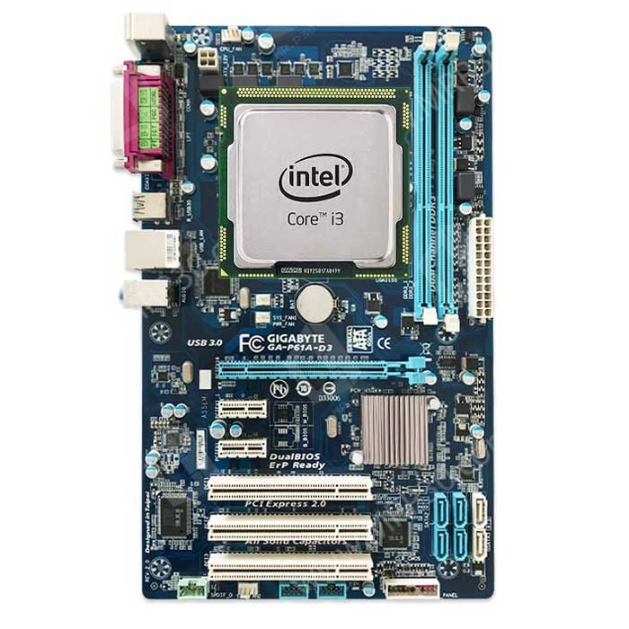 باندل کارکرده Gigabyte P61A-D3 DDR3+CPU i3 2120 — تصویر ۲