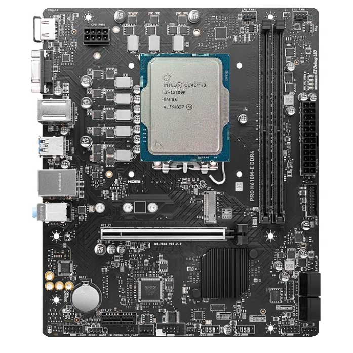 باندل کارکرده +msi H610M-E DDR4+CPU i3 12100F+Fan deep cool