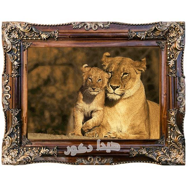 تابلو فرش ماشینی طرح شیر – 3041 — تصویر ۲