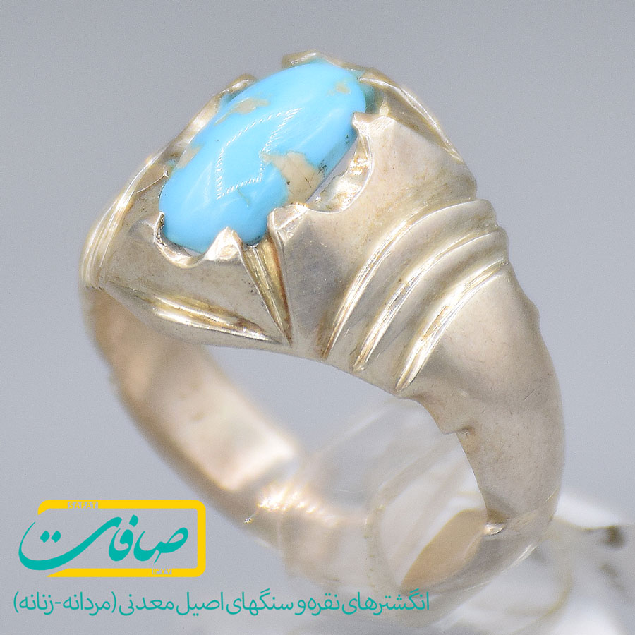 انگشتر فیروزه نیشابور مردانه «کد 3252» — تصویر ۲
