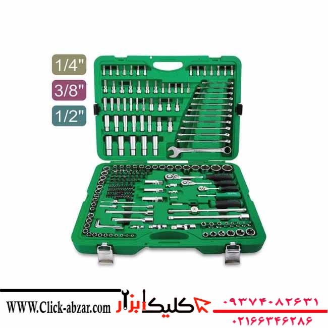 جعبه بکس تاپ تول 216 پارچه 1/2 و 1/4 و 3/8 TOPTUL مدل GCAI216R