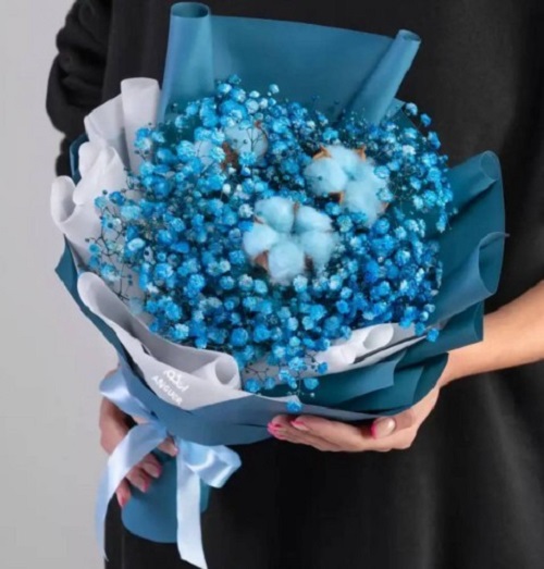دسته گل روز پدر مینیمال ژیپسو پنبه – کد 0127