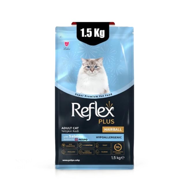 غذای خشک گربه باطعم سالمون مدل هیربال رفلکس پلاس Reflex Plus Hairball & Indoor with Salmon وزن 1.5 کیلوگرم