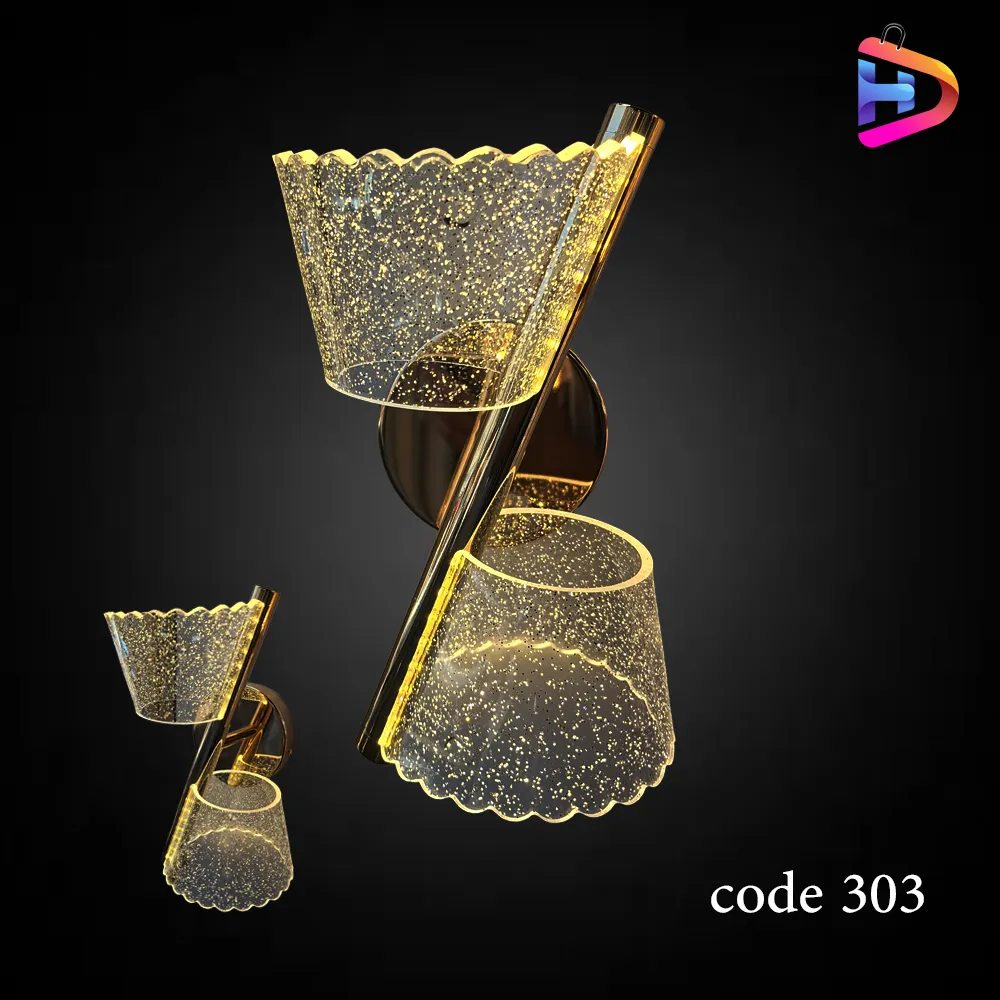 چراغ دیواری سه رنگ مدل کریستالی کد 303 — تصویر ۲