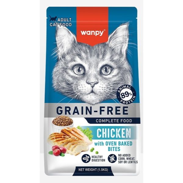 غذای خشک گربه بالغ ونپی مدل گرین فری طعم مرغ وزن 1.5 کیلوگرم | Wanpy Adult Cat Food Grain Free Chicken Flavor 1.5 Kg